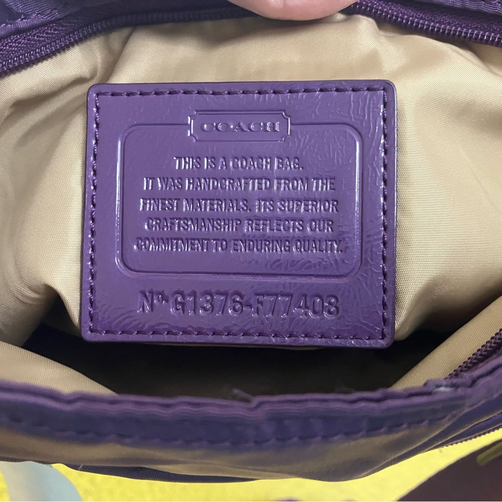 Coach Purple Signature Nylon Crossbody Pouch - Picture 6 of 9